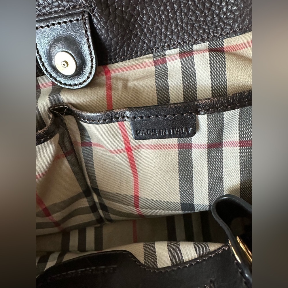 BURBERRY Brown Grained Leather Canterbury w/ House Check Bag - Picture 4 of 17